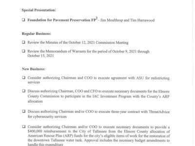 Tonight’s Agenda for Elmore County Commission; Meetings are Open to the Public