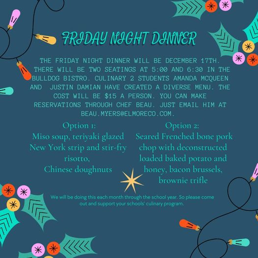 Friday Night Dinner Plans? Holtville High Culinary Students have Special Meals planned!