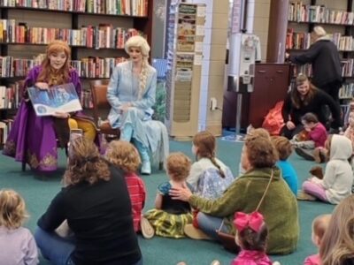 Anna and Elsa Visit with Children for Story Time at Autauga Prattville Public Library
