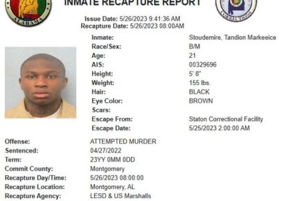 Escaped Inmate from Staton Correctional Facility in Elmore County Recaptured