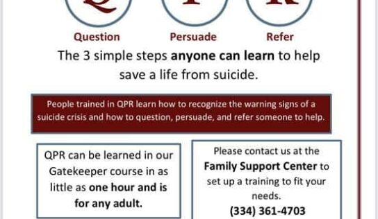 Suicide Prevention: Family Support Center offers FREE Training May 22