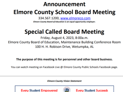 Special Called Board meeting for Elmore County Announced