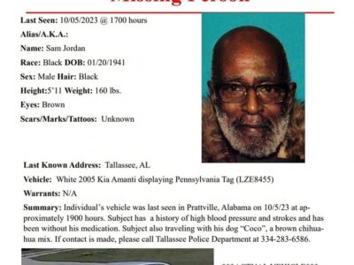 The Tallassee Police Department requesting help to find Missing Person