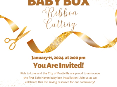 Safe Haven Baby Box ribbon cutting in Prattville is January 11, 2024