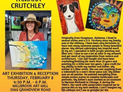 Reception set for artist Tamara Crutchley at Art Mill Thursday in Millbrook