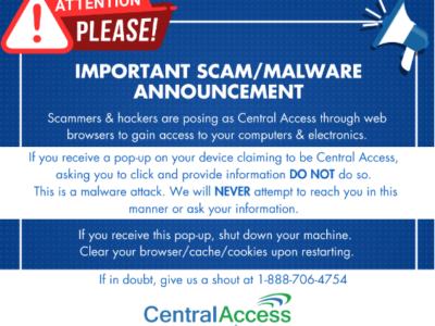 Beware of scam targeting Central Access Users