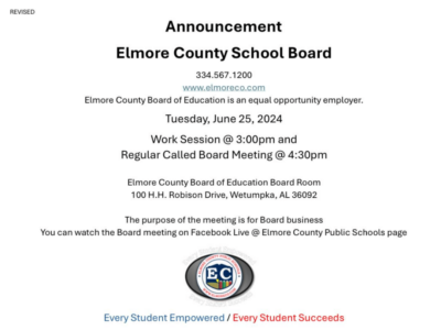 Elmore County School Board meets today at 3 p.m.