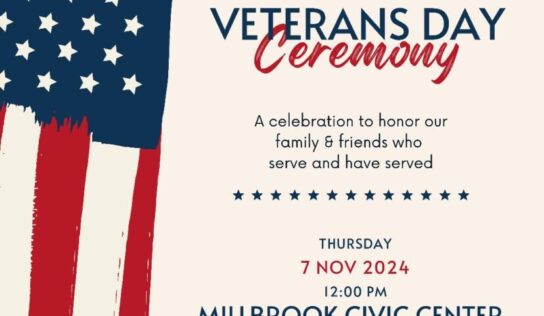 Millbrook to host Veterans Day Ceremony Nov. 7 at Civic Center