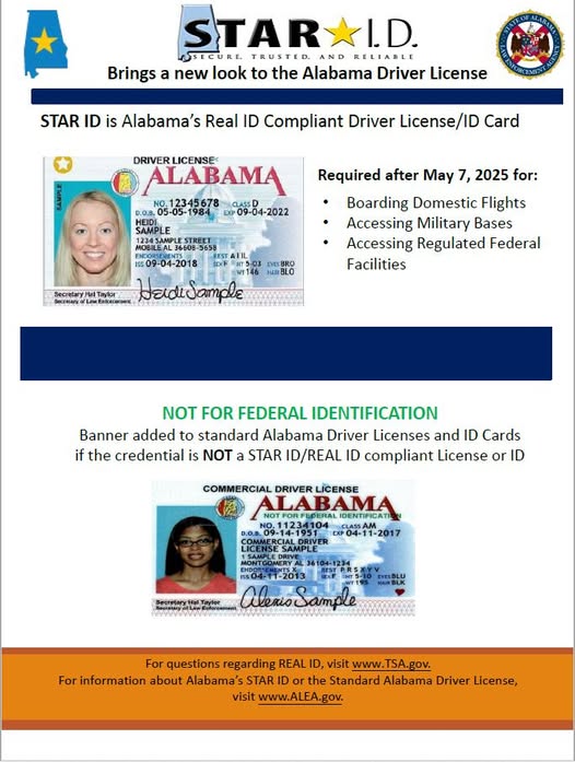 Alabama Law Enforcement gives clarity on Star ID for Drivers License and deadlines