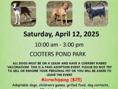 Bark in the Park is coming to Cooters Pond Saturday, April 12!