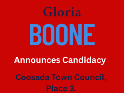 Gloria Boone announces candidacy for Coosada Town Council, Place 3