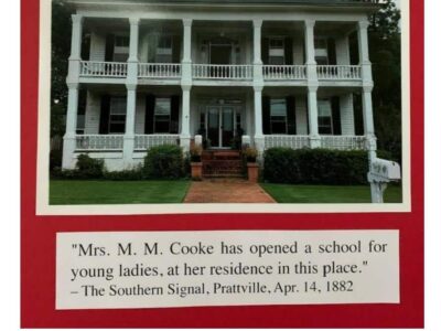 Free OAHS quarterly meeting will focus on life of Mrs. M.M. Cooke, and history of St. Mark’s Episcopal Church of Prattville