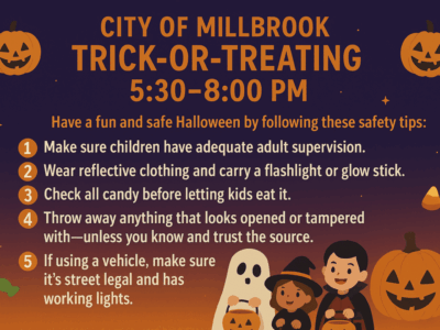 Millbrook announces trick-or-treating schedule, Halloween safety guidelines