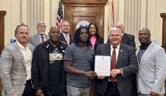 Elmore County honors state champion JD Denmark after record-breaking throw